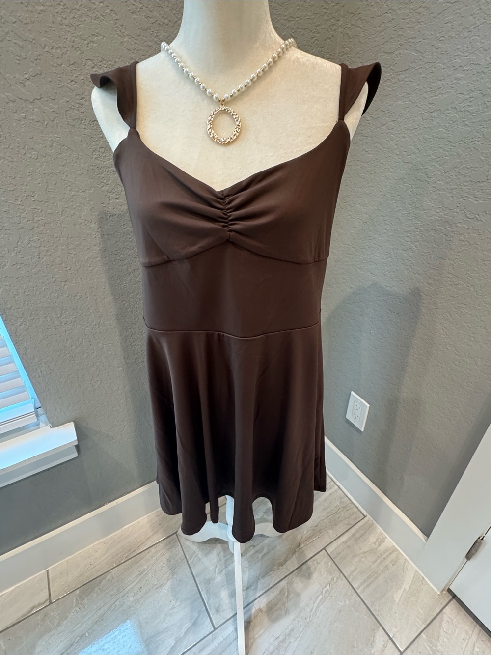 Target Brown Sleeveless Ruched Front Mini Dress
